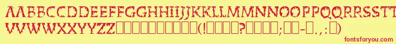DeadWorld-Schriftart – Rote Schriften auf gelbem Hintergrund