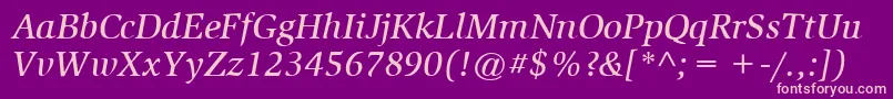 ItcSlimbachLtMediumItalic Font – Pink Fonts on Purple Background
