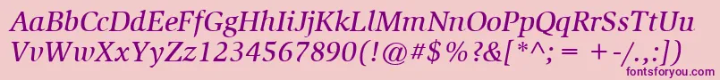 ItcSlimbachLtMediumItalic Font – Purple Fonts on Pink Background