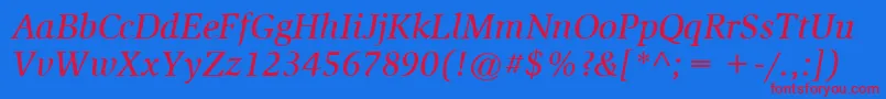 ItcSlimbachLtMediumItalic Font – Red Fonts on Blue Background