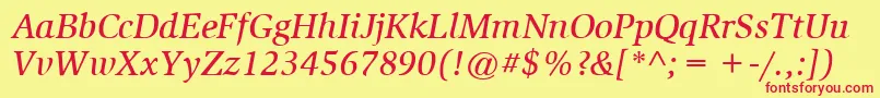 ItcSlimbachLtMediumItalic Font – Red Fonts on Yellow Background