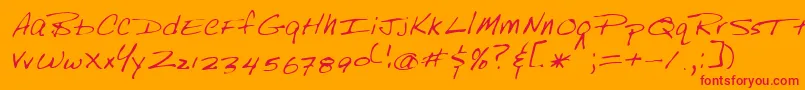 Lehn249-Schriftart – Rote Schriften auf orangefarbenem Hintergrund