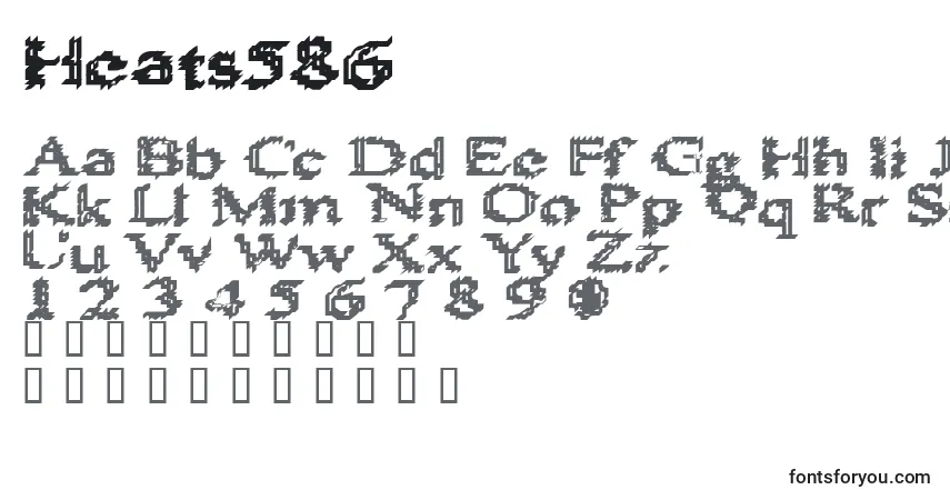 Czcionka Heats586 – alfabet, cyfry, specjalne znaki