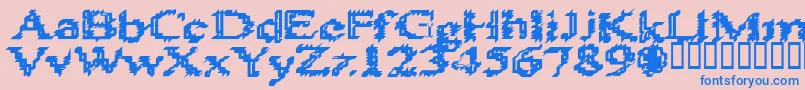 フォントHeats586 – ピンクの背景に青い文字