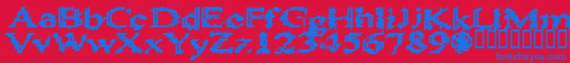 Heats586 Font – Blue Fonts on Red Background