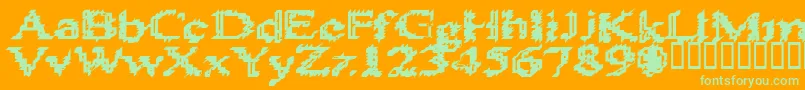 Heats586 Font – Green Fonts on Orange Background