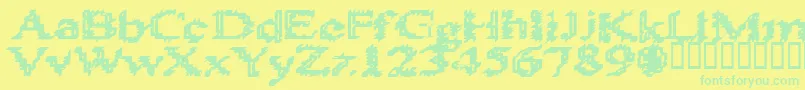 Czcionka Heats586 – zielone czcionki na żółtym tle