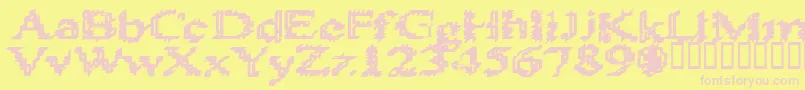 Heats586 Font – Pink Fonts on Yellow Background