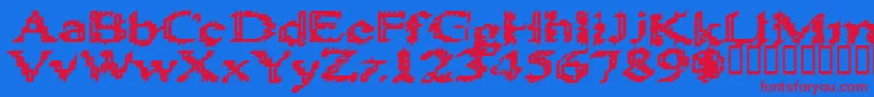 Heats586 Font – Red Fonts on Blue Background