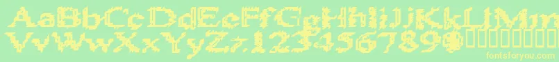 Heats586 Font – Yellow Fonts on Green Background