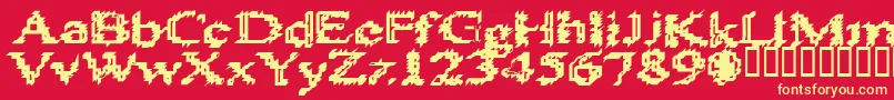 フォントHeats586 – 黄色の文字、赤い背景