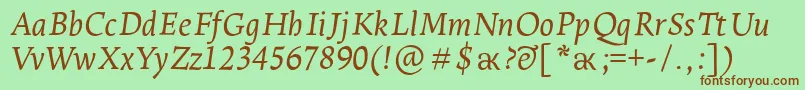 LeksaproItalic Font – Brown Fonts on Green Background