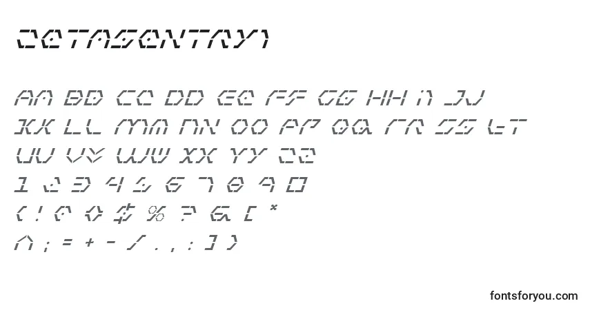 Schriftart Zetasentryi – Alphabet, Zahlen, spezielle Symbole