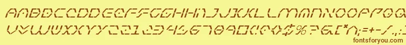 フォントZetasentryi – 茶色の文字が黄色の背景にあります。
