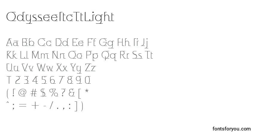 Schriftart OdysseeItcTtLight – Alphabet, Zahlen, spezielle Symbole