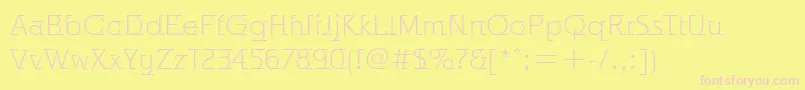 OdysseeItcTtLight-fontti – vaaleanpunaiset fontit keltaisella taustalla