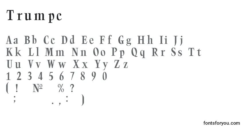 Czcionka Trumpc – alfabet, cyfry, specjalne znaki