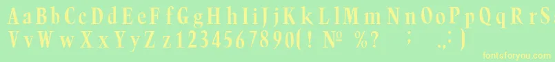 フォントTrumpc – 黄色の文字が緑の背景にあります
