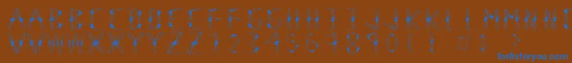 DangerType-Schriftart – Blaue Schriften auf braunem Hintergrund