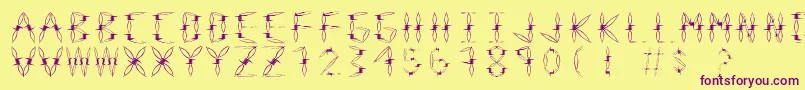 DangerType-fontti – violetit fontit keltaisella taustalla