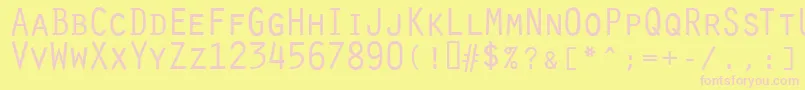 OratorRegular-fontti – vaaleanpunaiset fontit keltaisella taustalla