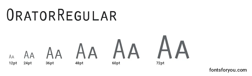 Размеры шрифта OratorRegular