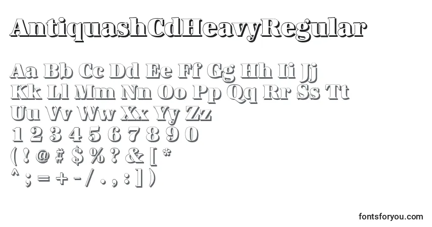 Fuente AntiquashCdHeavyRegular - alfabeto, números, caracteres especiales