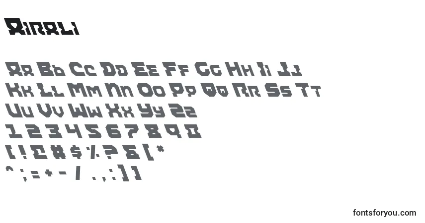 Czcionka Airali – alfabet, cyfry, specjalne znaki