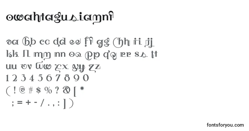 A fonte Owahtagusiamnf – alfabeto, números, caracteres especiais