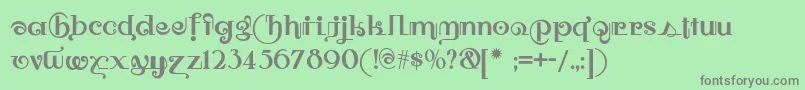 フォントOwahtagusiamnf – 緑の背景に灰色の文字