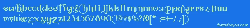 Owahtagusiamnf Font – Green Fonts on Blue Background