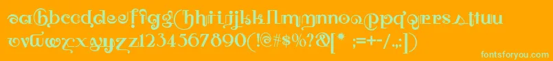 Owahtagusiamnf Font – Green Fonts on Orange Background