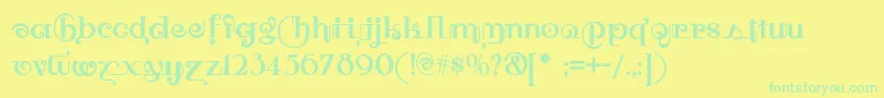 Owahtagusiamnf Font – Green Fonts on Yellow Background
