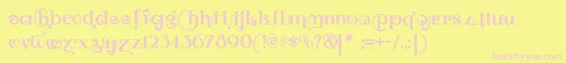 Owahtagusiamnf Font – Pink Fonts on Yellow Background