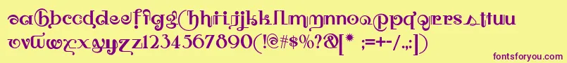 Owahtagusiamnf-Schriftart – Violette Schriften auf gelbem Hintergrund