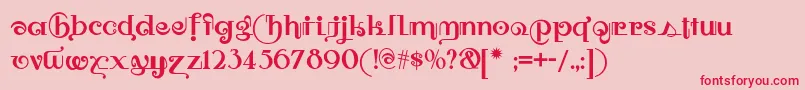 Owahtagusiamnf-Schriftart – Rote Schriften auf rosa Hintergrund