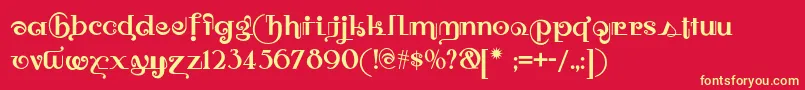 Owahtagusiamnf Font – Yellow Fonts on Red Background