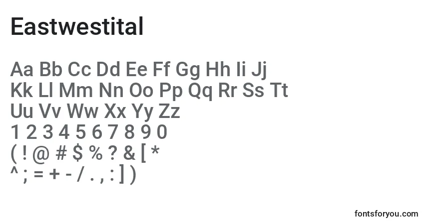 A fonte Eastwestital – alfabeto, números, caracteres especiais