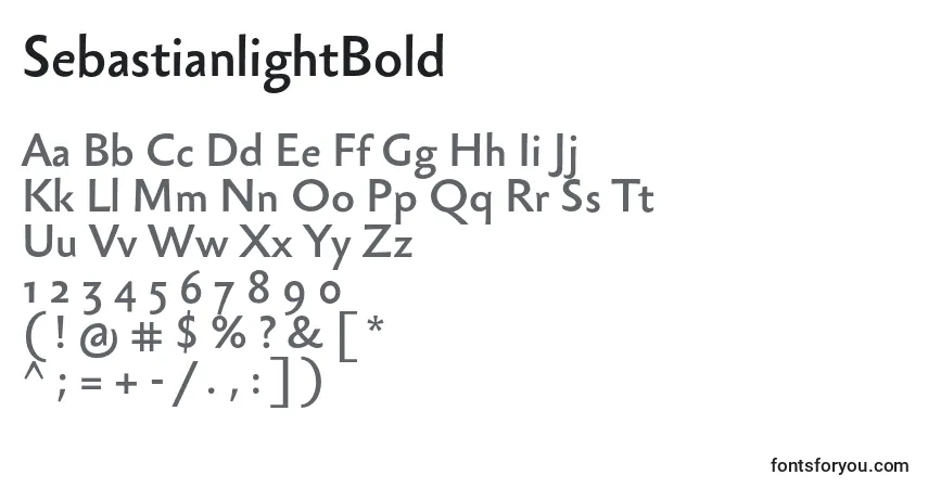 Шрифт SebastianlightBold – алфавит, цифры, специальные символы