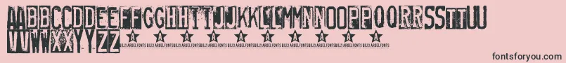 Weitere Informationen zur Rubberstamp-Schriftart Rubberstamp-Schriftart – Schwarze Schriften auf rosa Hintergrund