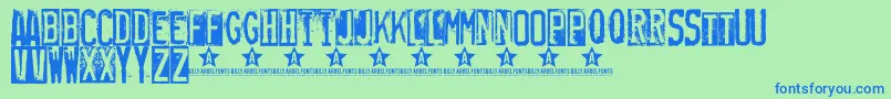 Rubberstamp Font – Blue Fonts on Green Background