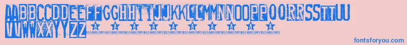 Rubberstamp Font – Blue Fonts on Pink Background