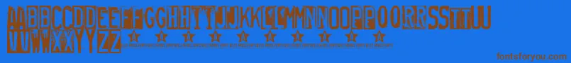 Rubberstamp Font – Brown Fonts on Blue Background