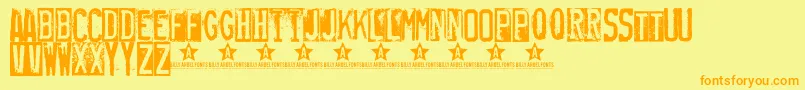 Rubberstamp Font – Orange Fonts on Yellow Background