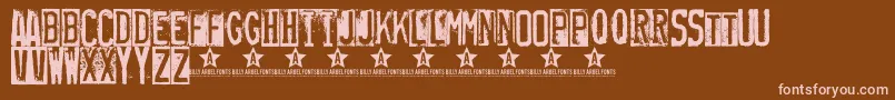 Weitere Informationen zur Rubberstamp-Schriftart Rubberstamp-Schriftart – Rosa Schriften auf braunem Hintergrund