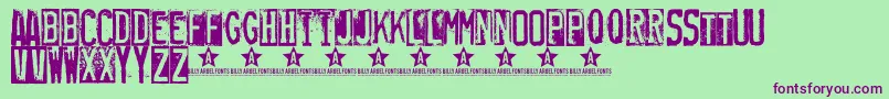 Rubberstamp Font – Purple Fonts on Green Background