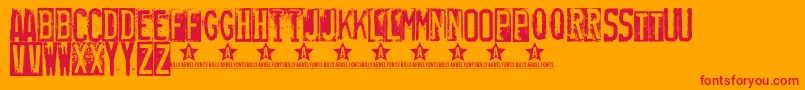 Rubberstamp Font – Red Fonts on Orange Background