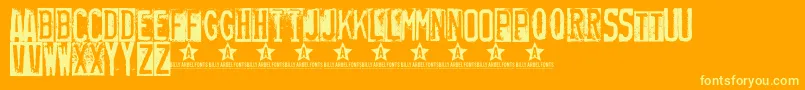 Rubberstamp Font – Yellow Fonts on Orange Background