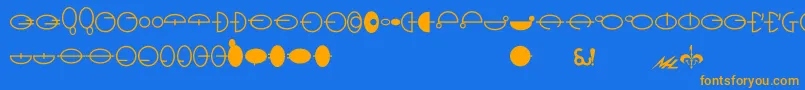フォントNaboo – オレンジ色の文字が青い背景にあります。