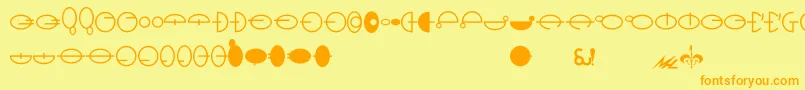 フォントNaboo – オレンジの文字が黄色の背景にあります。